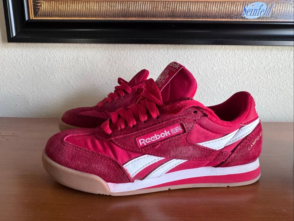 Reebok kids youth 4 red suede retro athletic sneakers
